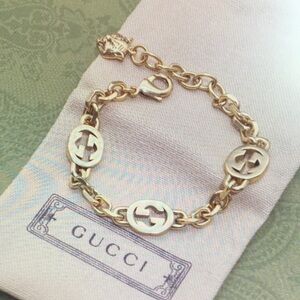 Gucci Gold Tone Interlocking G Chain Bracelet